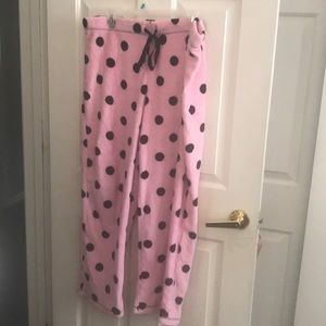 Pink & Black Polkadot Fuzzy Pajama Pants!